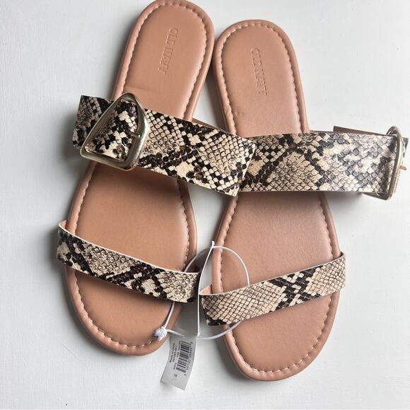 Old Navy Women's Double Strap Buckle Flat  Sandals Snake Skin Print Sz 10 - Picture 7 of 12